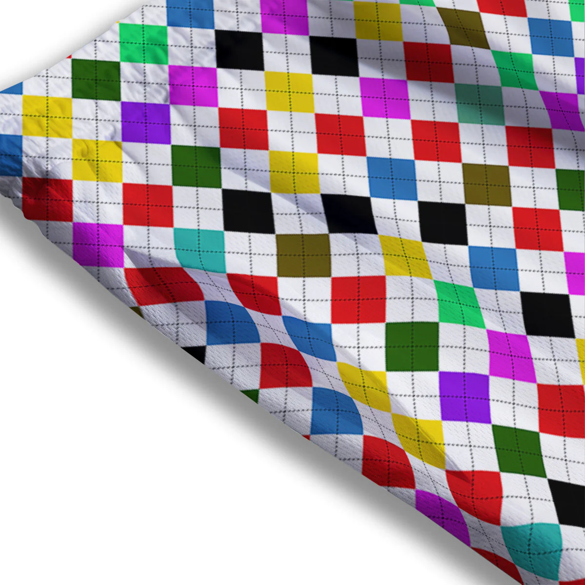 Argyle Colorful Print Pattern Mesh Shorts - Image 3