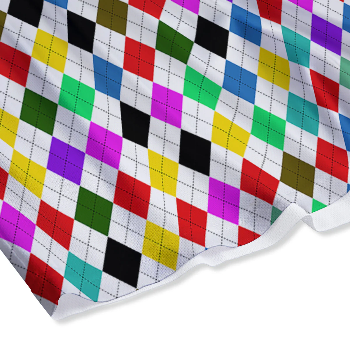 Argyle Colorful Print Pattern Mesh Shorts - Image 4