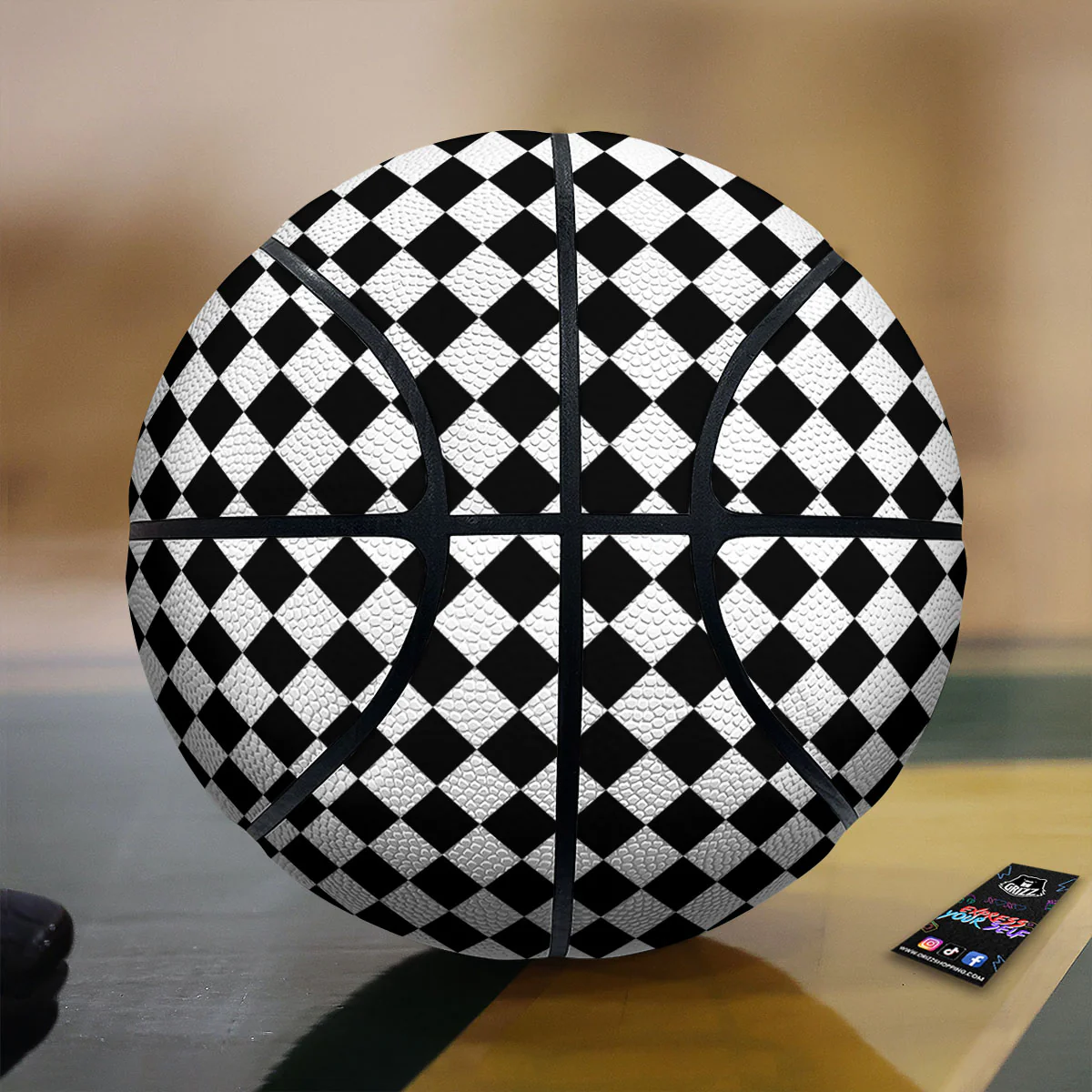 Argyle Diamond Shapes Black And White Print Pattern Basketball