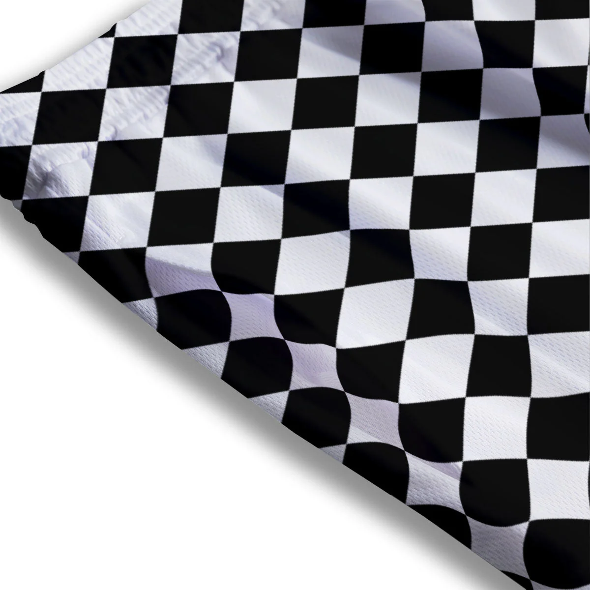 Argyle Diamond Shapes Black And White Print Pattern Mesh Shorts - Image 3