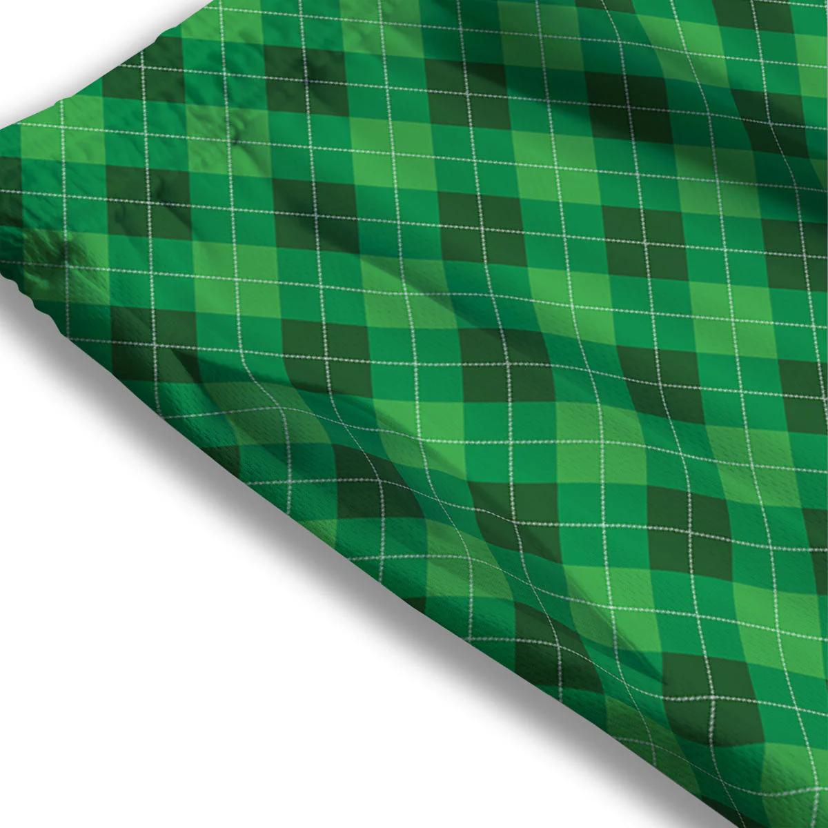 Argyle Green Print Pattern Mesh Shorts - Image 3