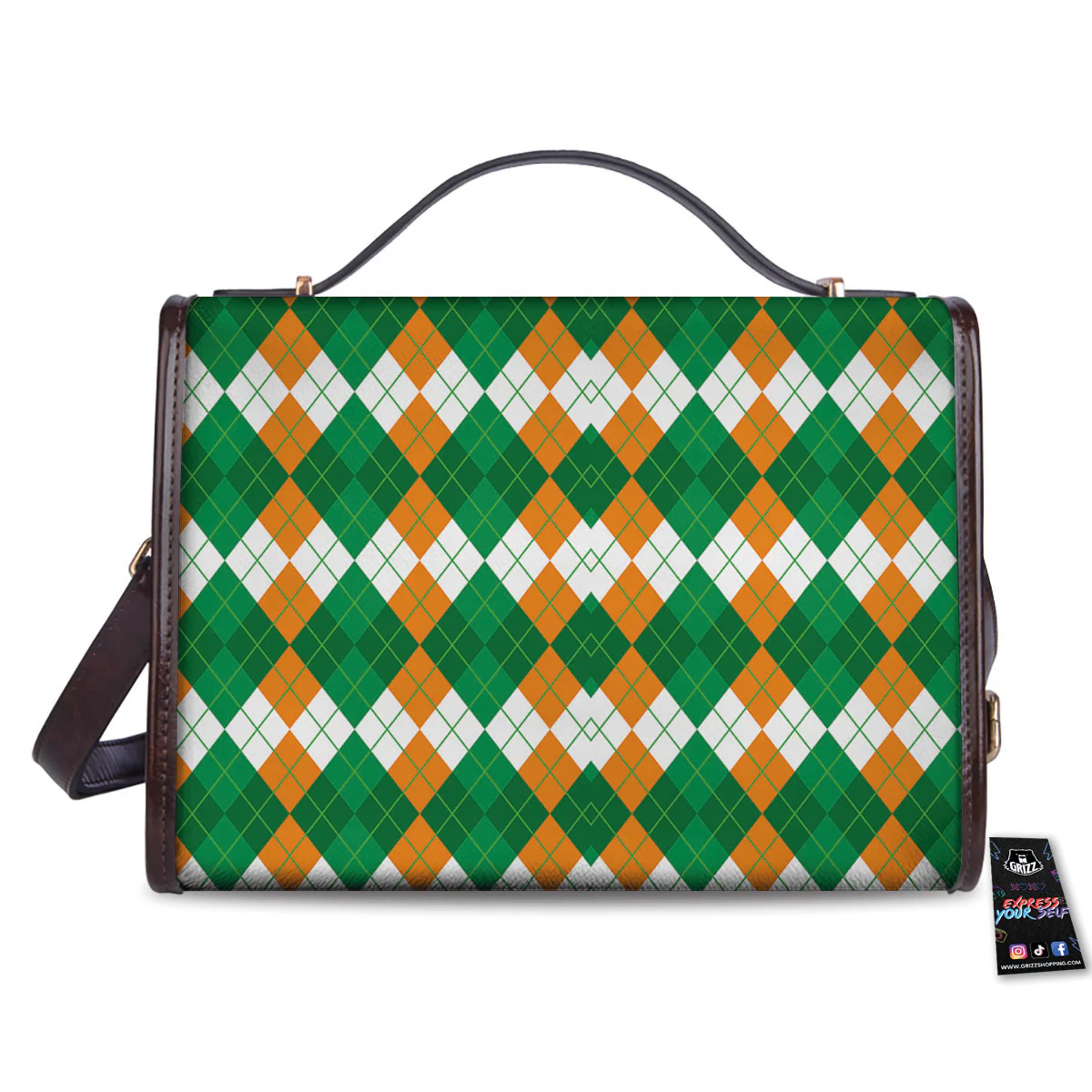 Argyle Irish Themed Print Pattern Women's Satchel Bag - Image 2