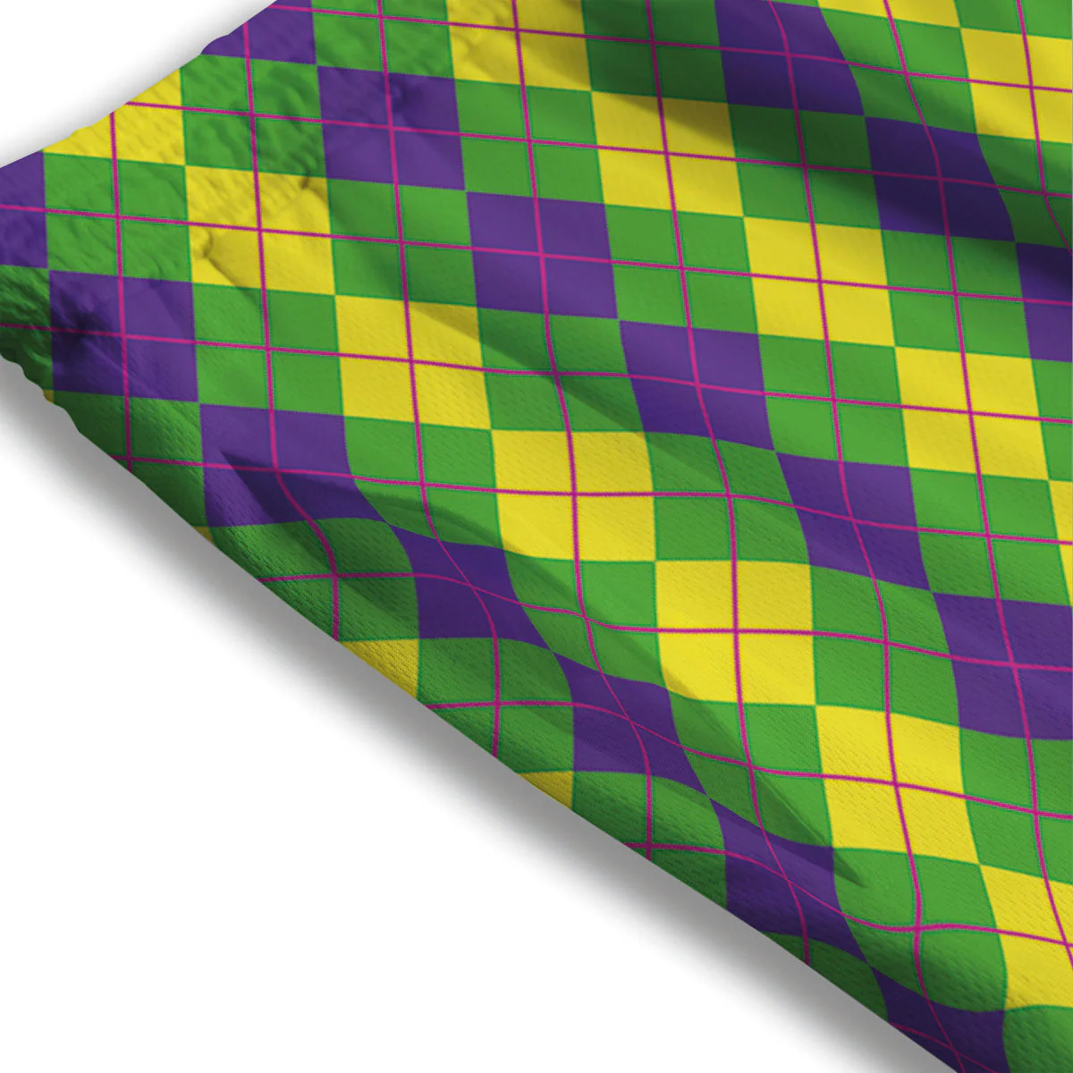 Argyle Mardi Gras Print Pattern Mesh Shorts - Image 3