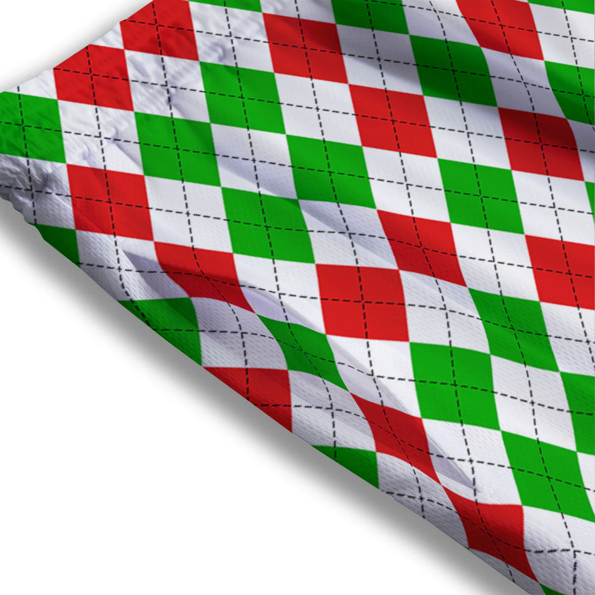 Argyle Merry Christmas Print Pattern Mesh Shorts - Image 3