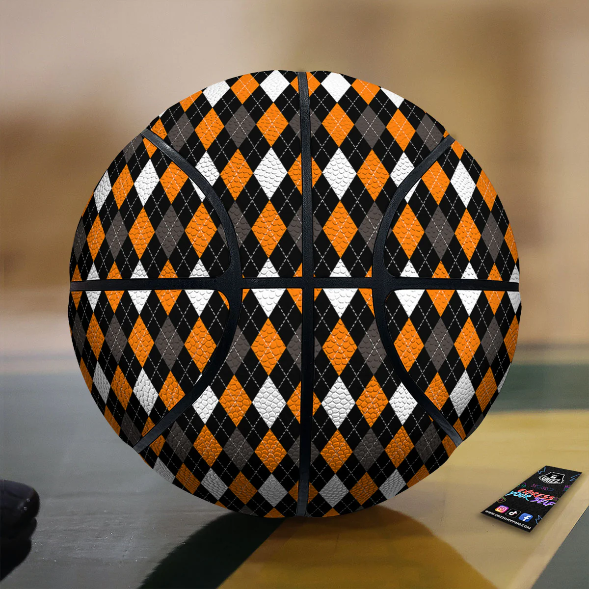 Argyle Orange Black Grey And White Print Basketball