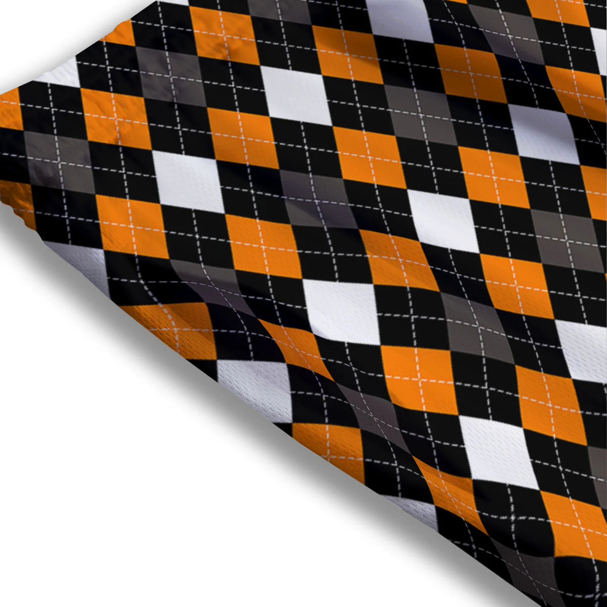 Argyle Orange Black Grey And White Print Mesh Shorts - Image 3
