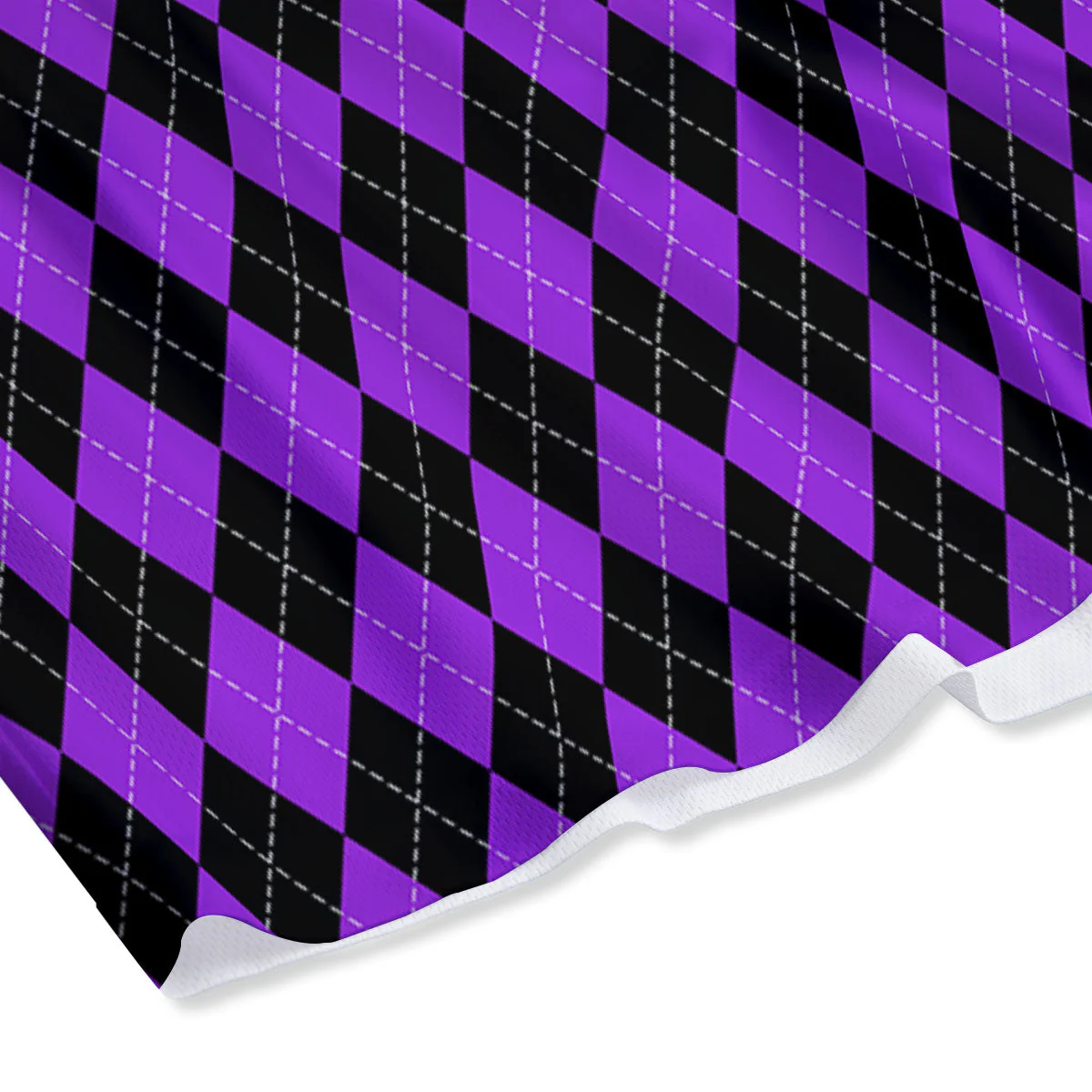 Argyle Purple And Black Print Pattern Mesh Shorts - Image 4