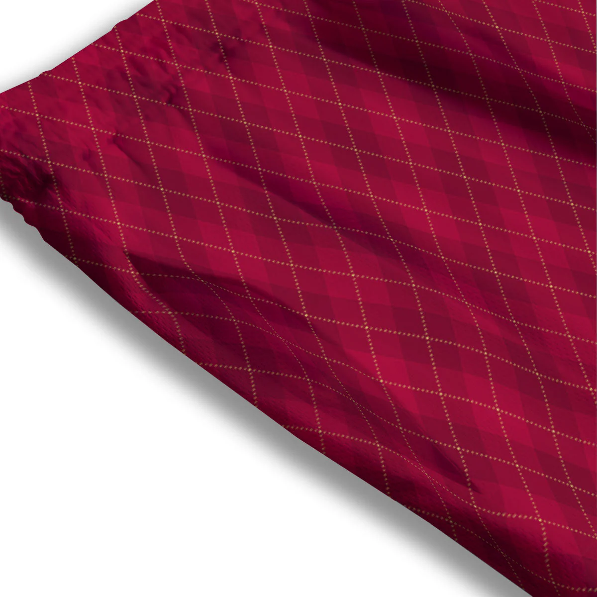 Argyle Red Print Pattern Mesh Shorts - Image 3
