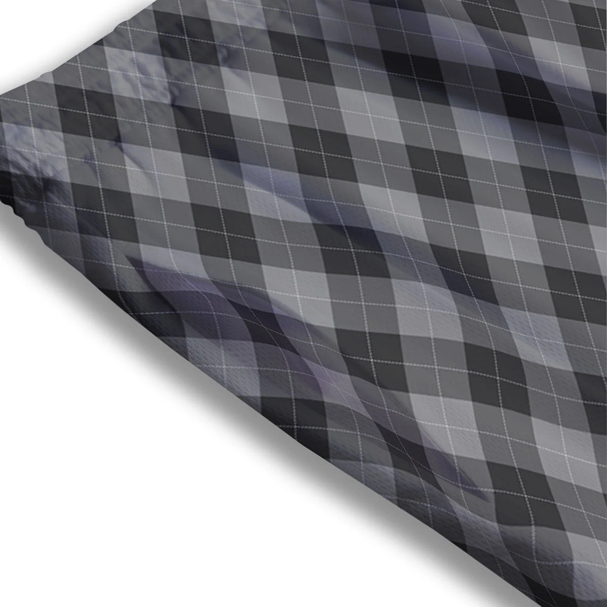 Argyle Shadow Grey Print Pattern Mesh Shorts - Image 3