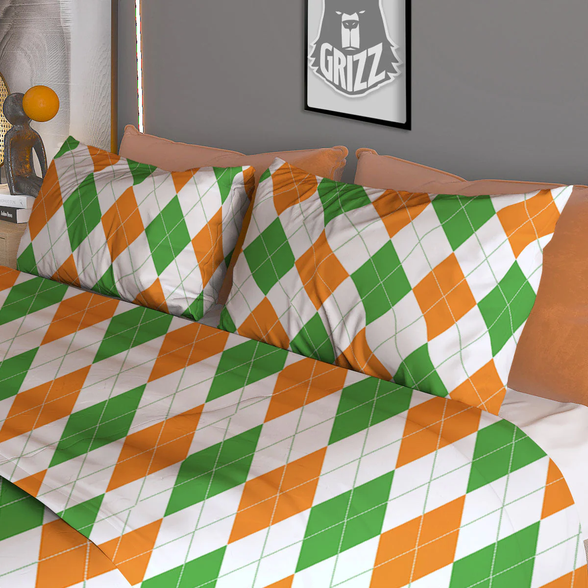 Argyle St Patrick's Day Print Pattern Duvet Cover Bedding Set - Image 3