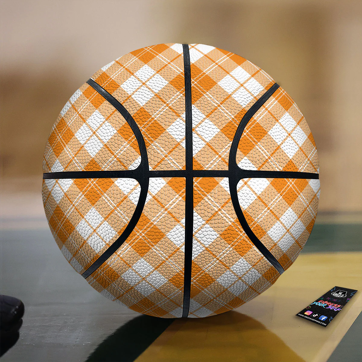 Argyle White And Orange Print Pattern Basketball