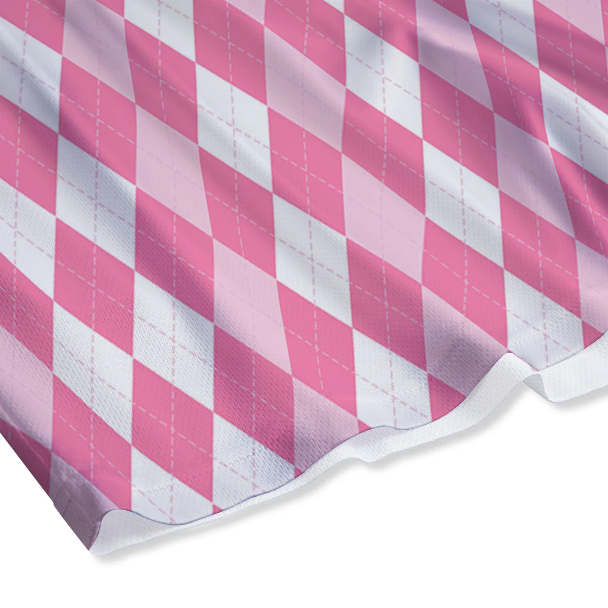 Argyle White And Pink Print Pattern Mesh Shorts - Image 4