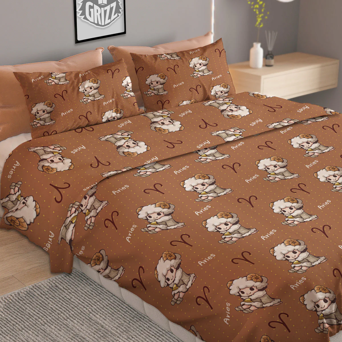 Aries Cute Cartoon Print Pattern Duvet Cover Bedding Set - Image 2