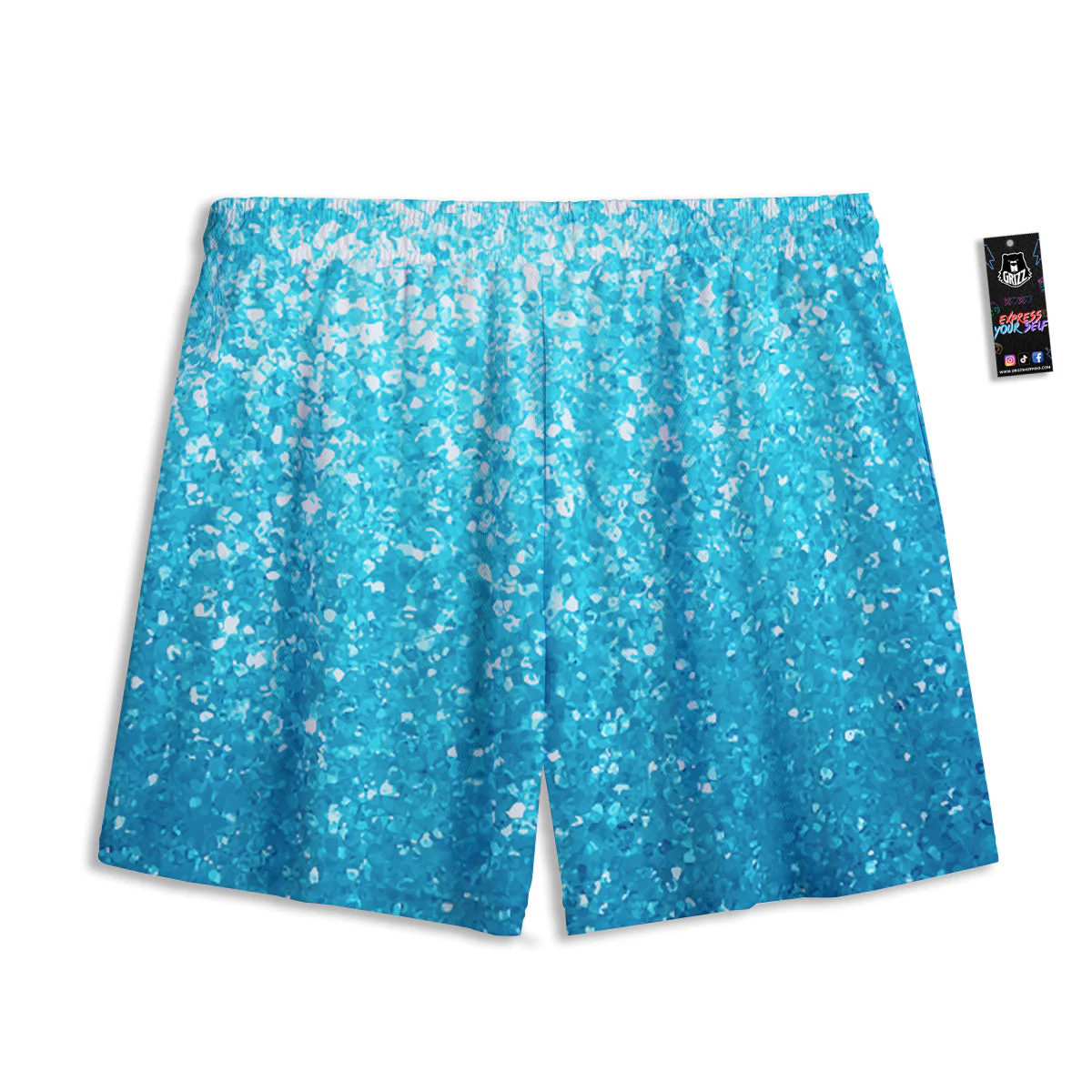 Artwork Blue Glitter Print Mesh Shorts - Image 2