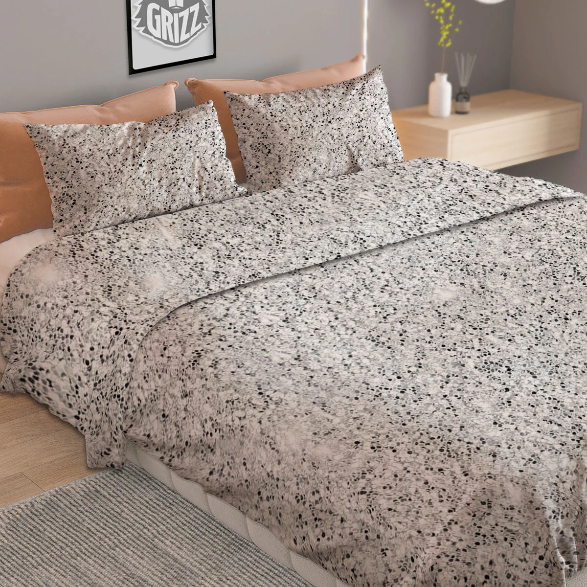 Artwork Glitter Silver Print Duvet Cover Bedding Set - Image 2