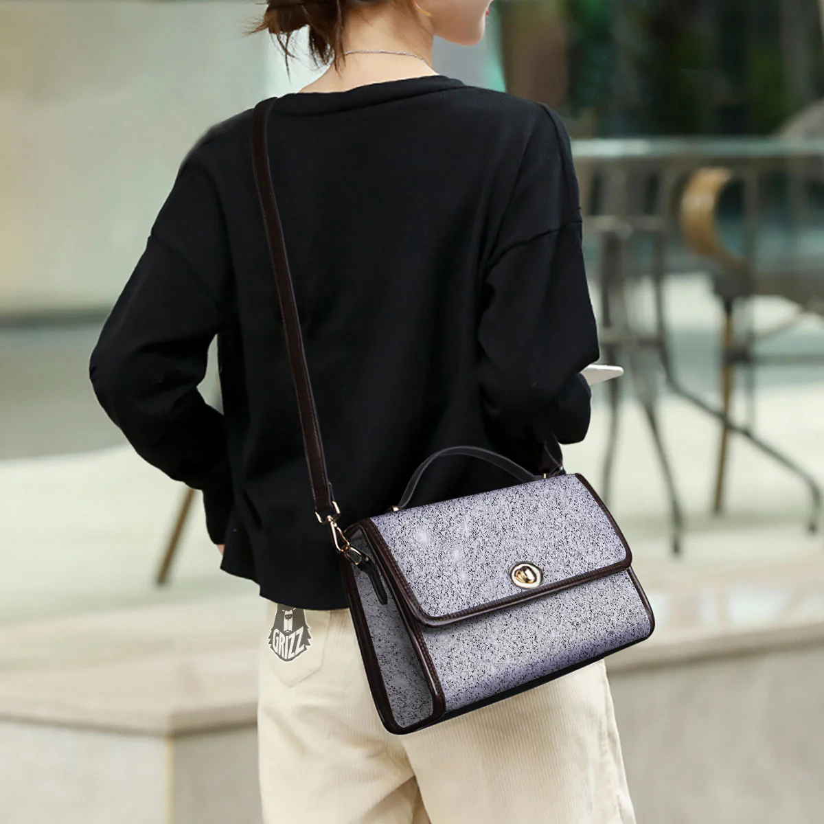 Artwork Glitter Silver Print Women's Satchel Bag - Image 3