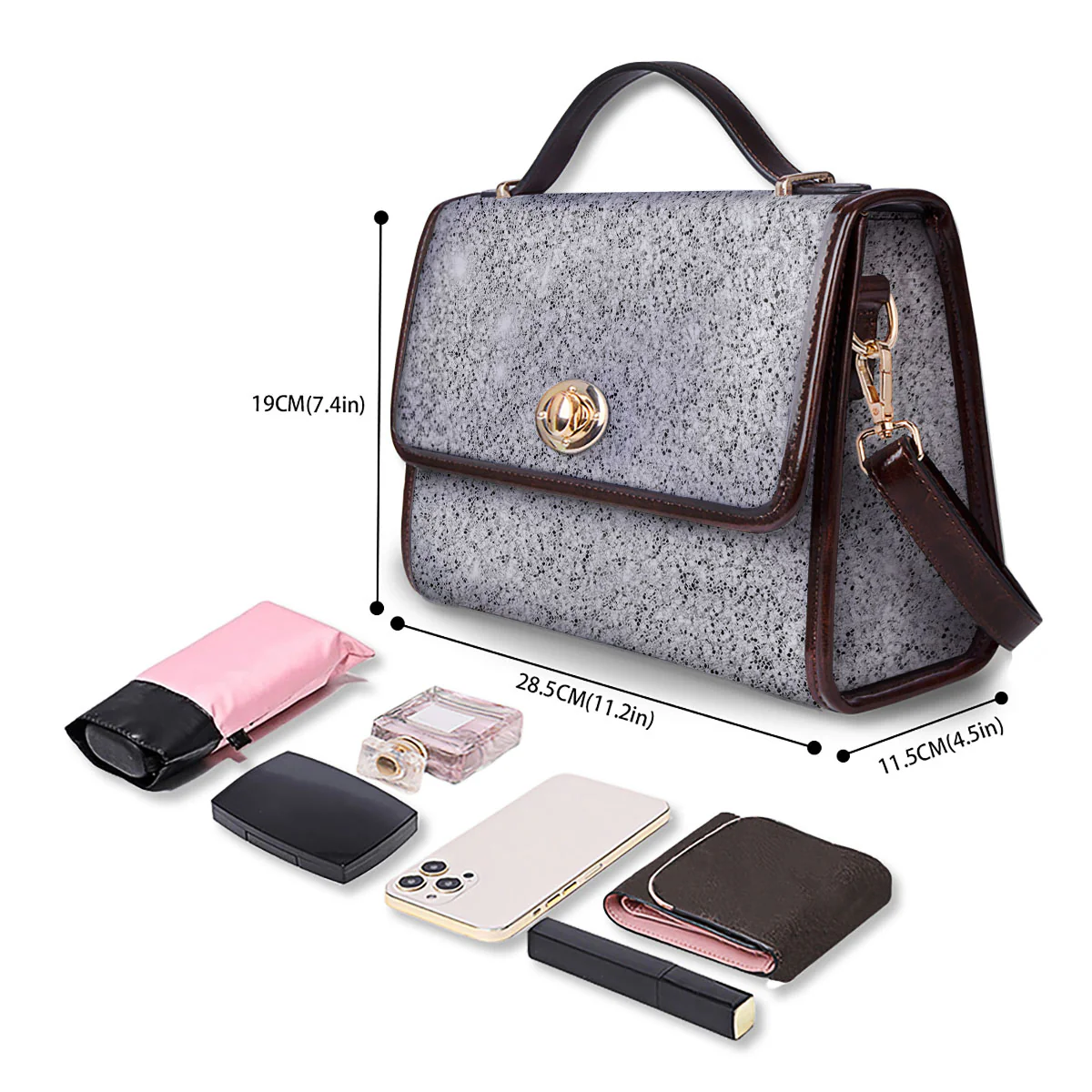 Artwork Glitter Silver Print Women's Satchel Bag - Image 4