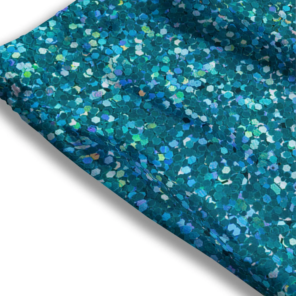 Artwork Teal Glitter Print Pattern Mesh Shorts - Image 3