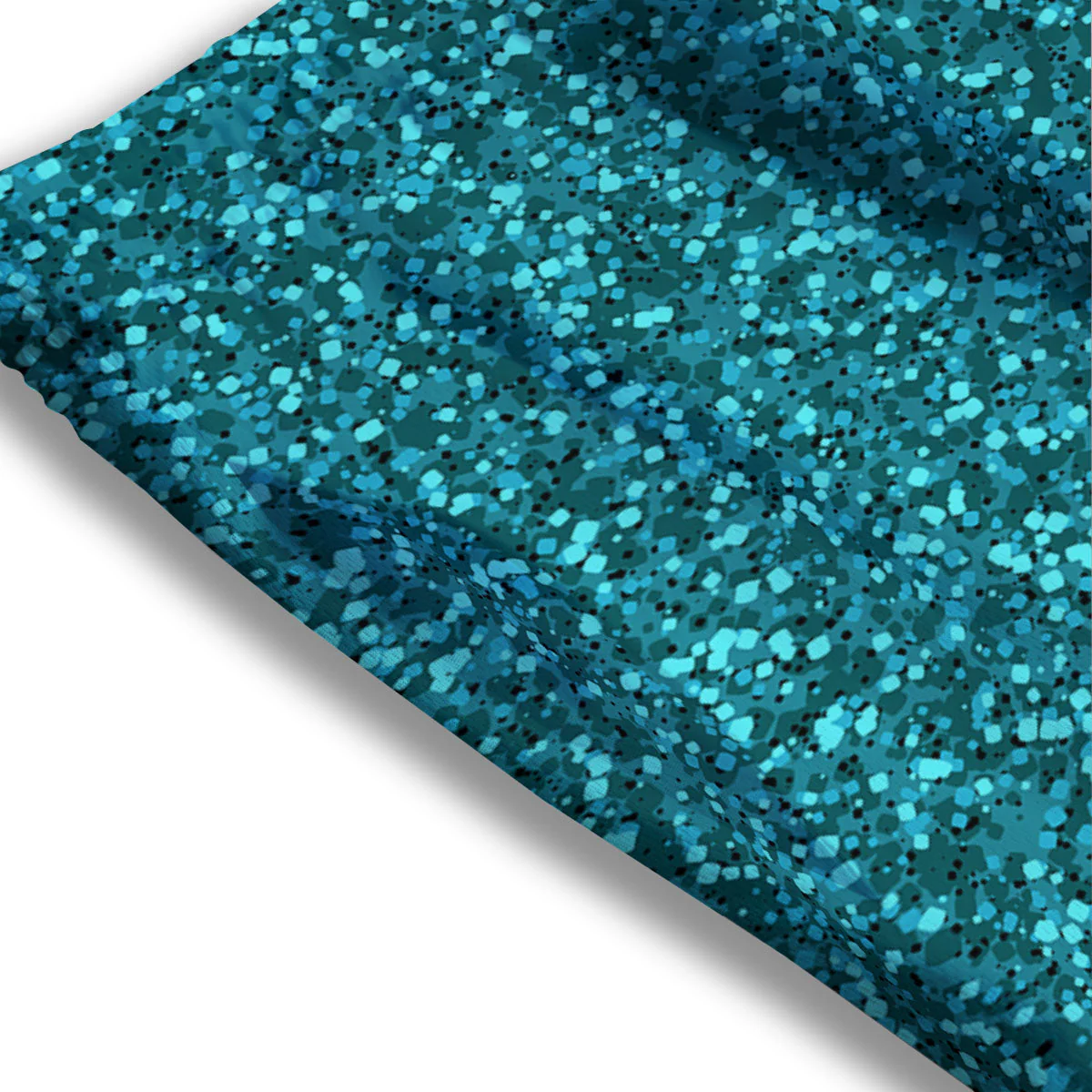 Artwork Turquoise Glitter Print Pattern Mesh Shorts - Image 3