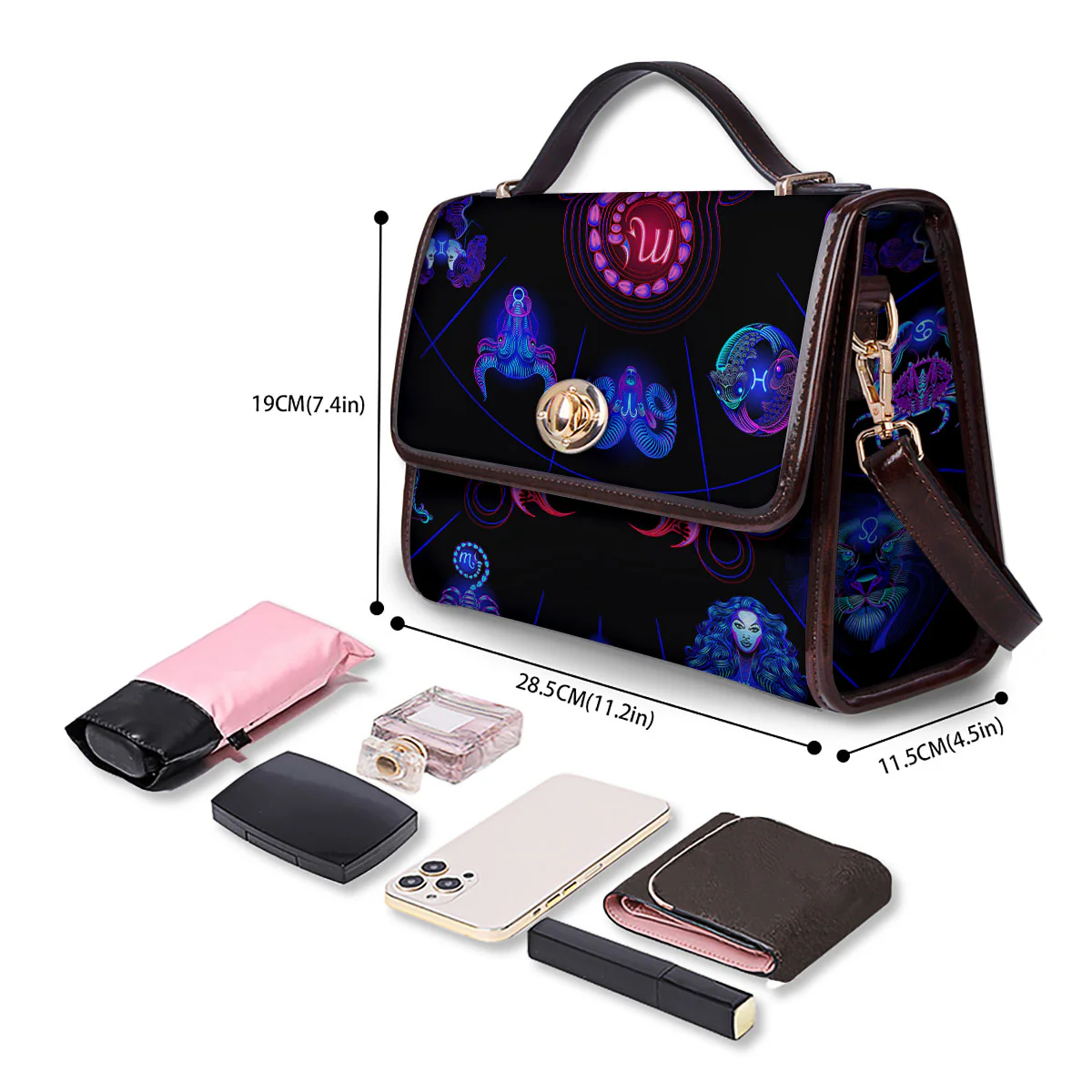 Astrological And Scorpio Signs Print Women's Satchel Bag - Image 4
