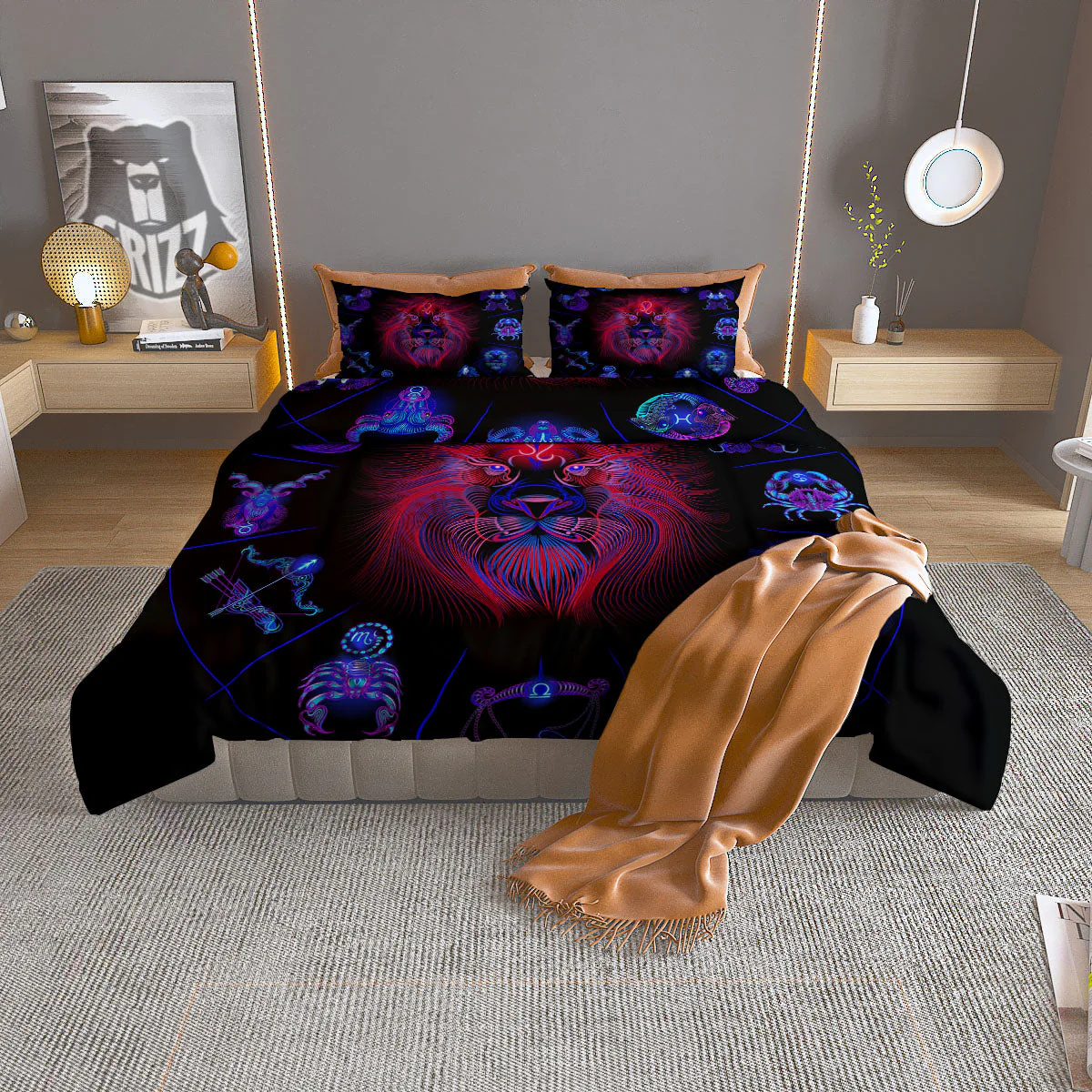 Astrological Leo Signs Leo Print Duvet Cover Bedding Set