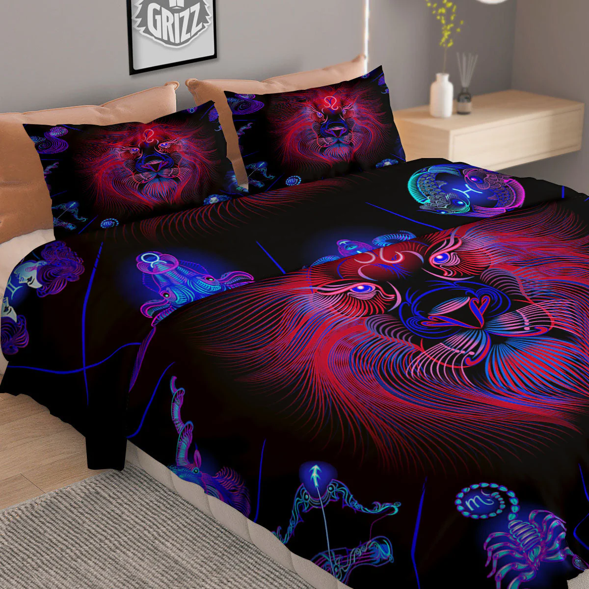 Astrological Leo Signs Leo Print Duvet Cover Bedding Set - Image 2