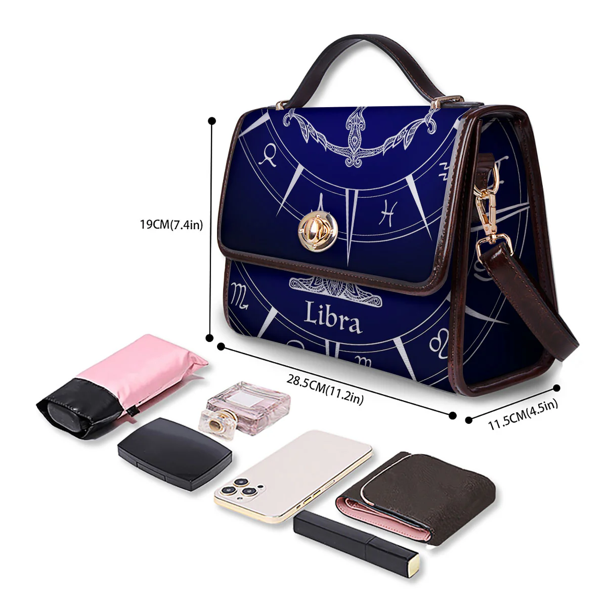 Astrological Libra Signs Libra Print Women's Satchel Bag - Image 4