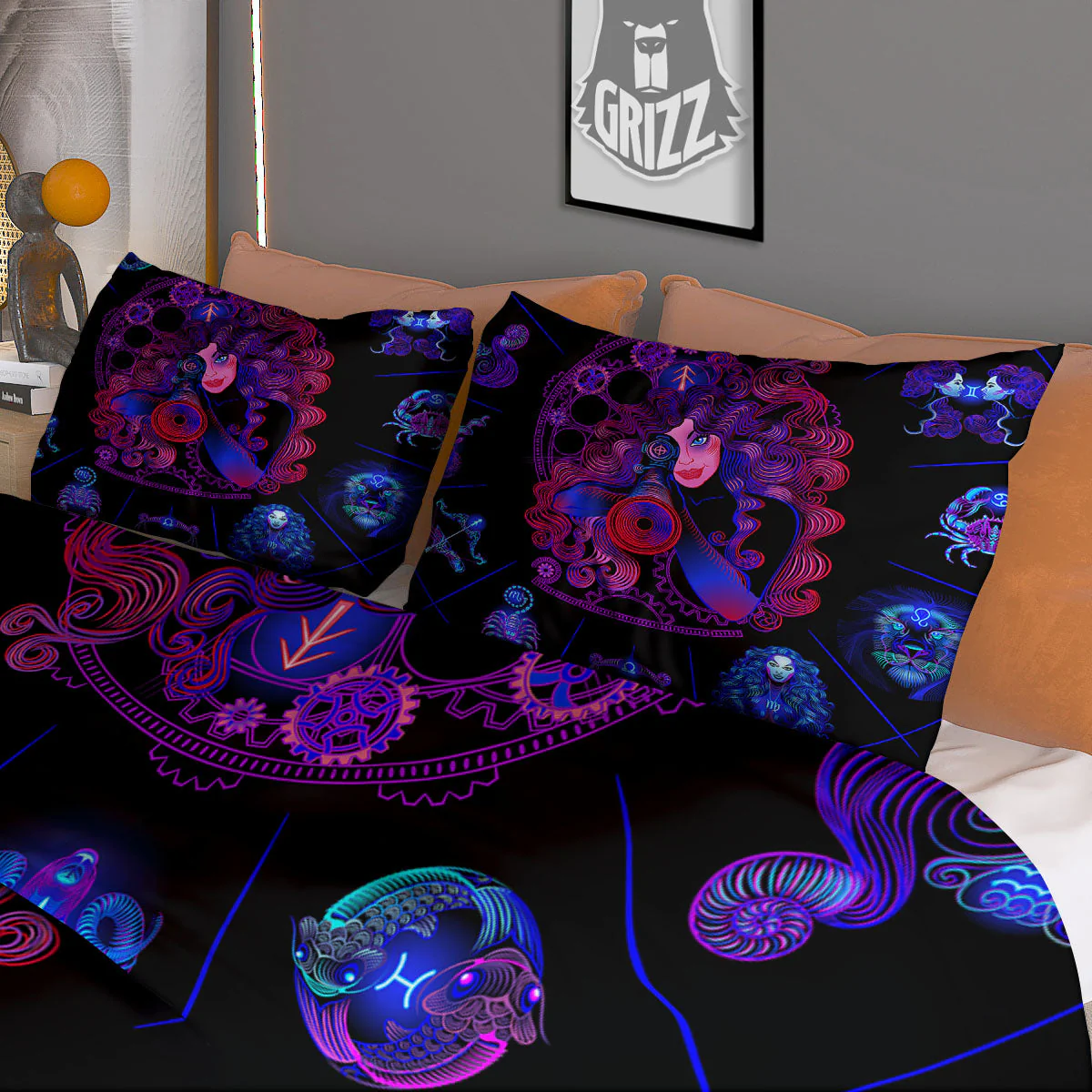 Astrological Signs And Sagittarius Print Duvet Cover Bedding Set - Image 3