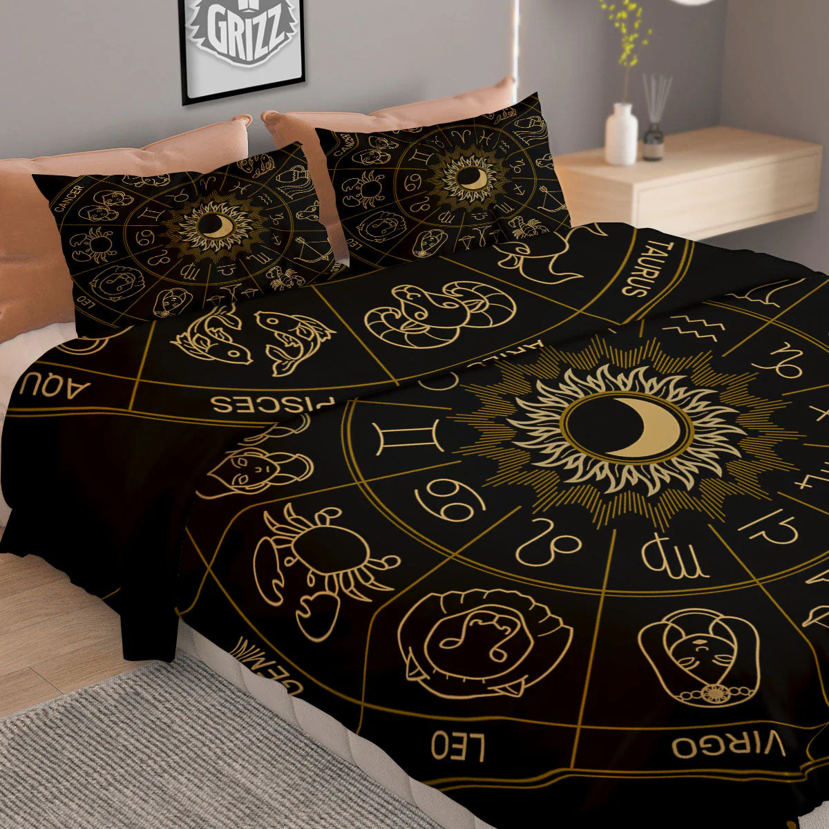 Astrology Zodiac Signs Print Duvet Cover Bedding Set - Image 2