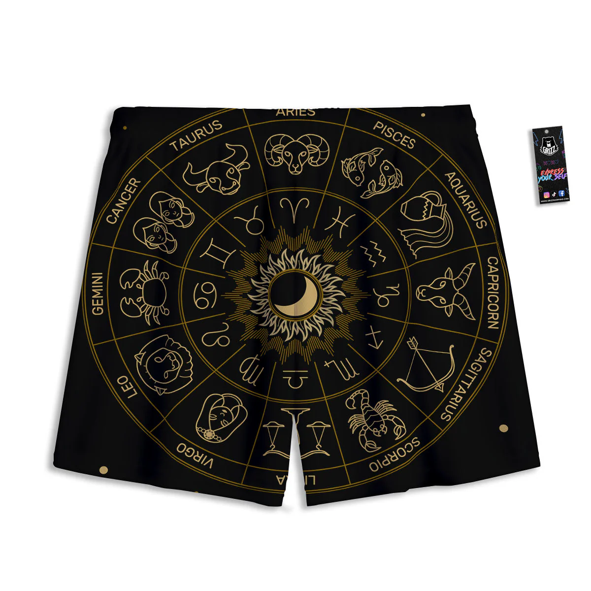 Astrology Zodiac Signs Print Mesh Shorts - Image 2