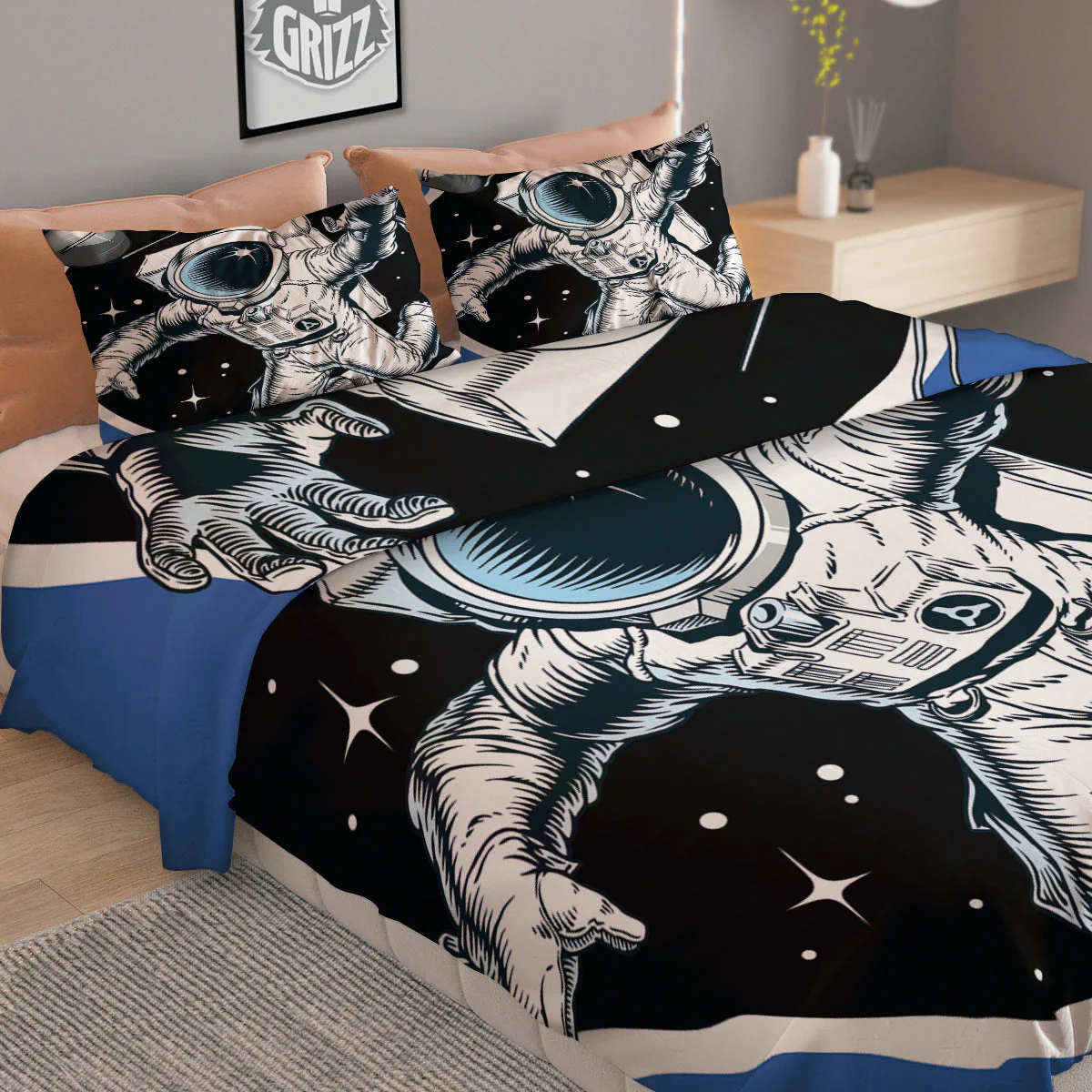 Astronaut In The Space Print Duvet Cover Bedding Set - Image 2