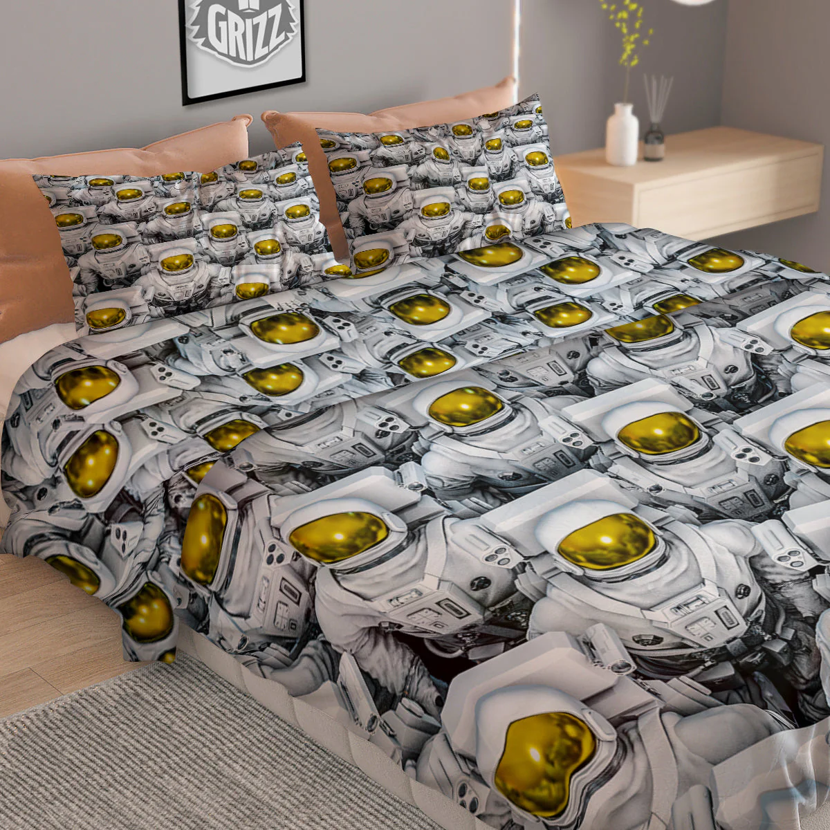 Astronauts Group Print Duvet Cover Bedding Set - Image 2