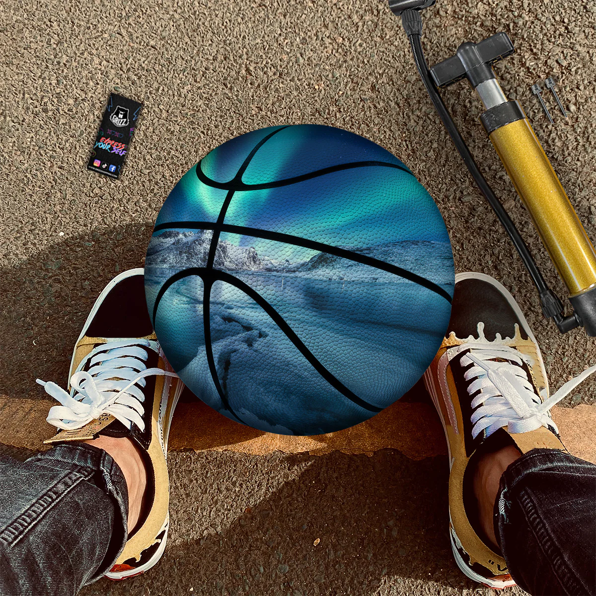 Aurora Borealis Blue Print Basketball - Image 2
