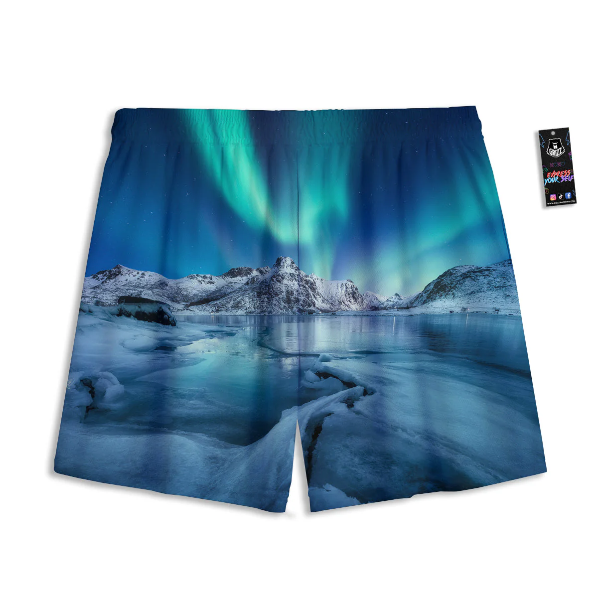 Aurora Borealis Blue Print Mesh Shorts - Image 2