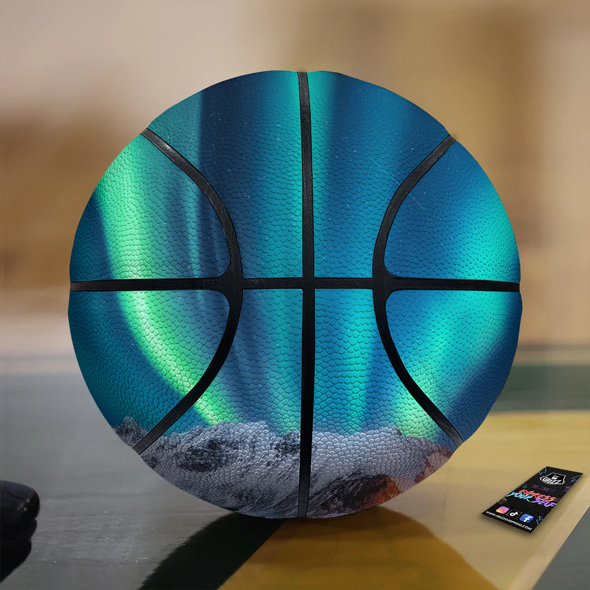 Aurora Green Northern Lights Print Basketball