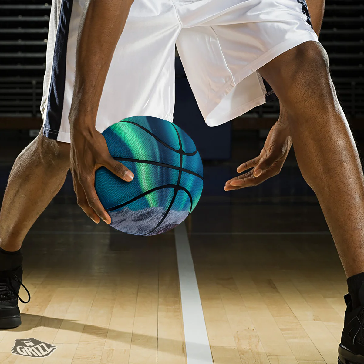 Aurora Green Northern Lights Print Basketball - Image 3