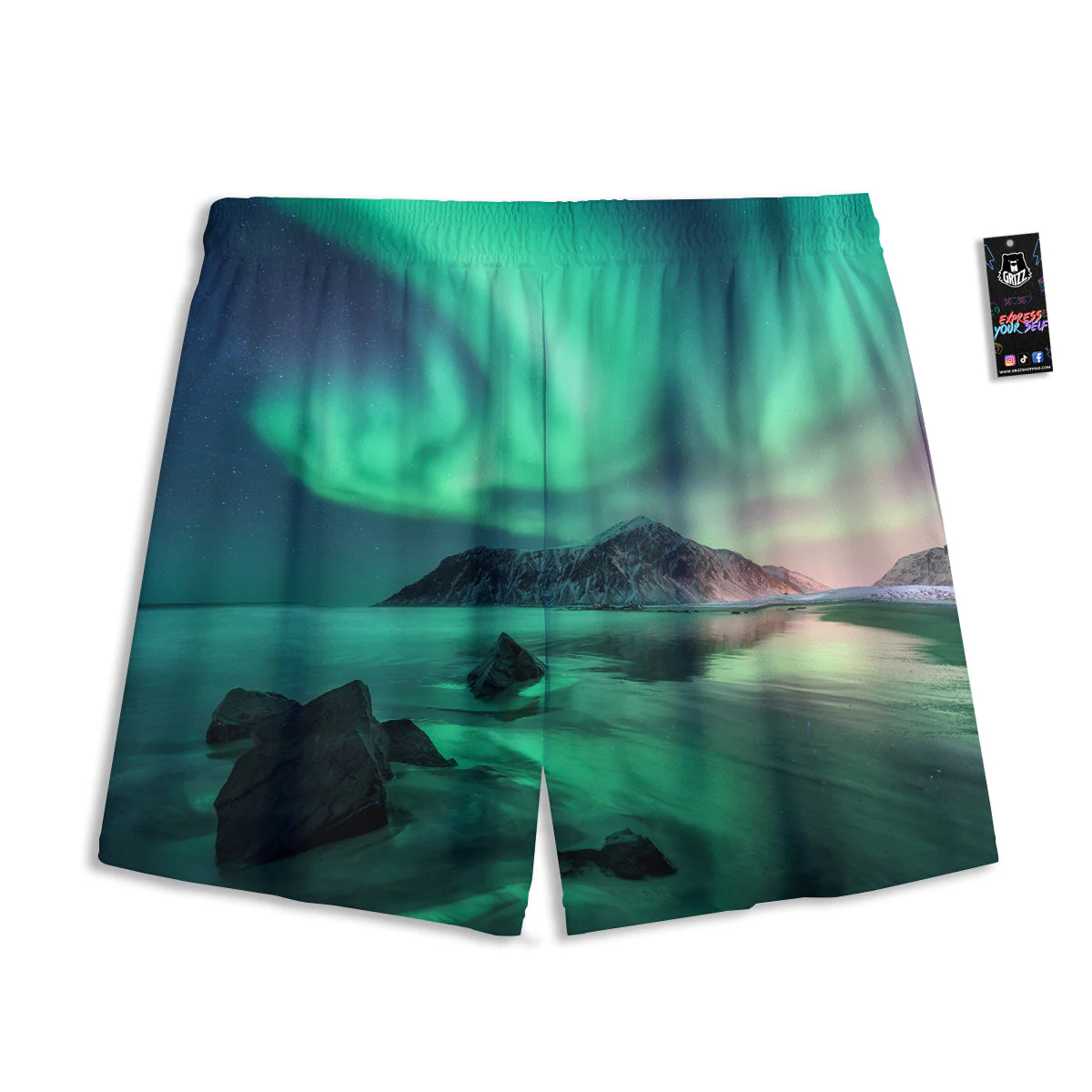 Aurora Northern Lights Print Mesh Shorts - Image 2