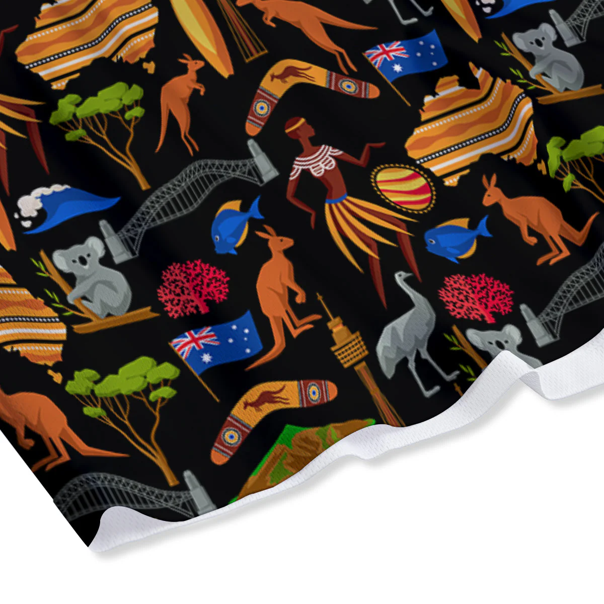 Australia Symbols Print Pattern Mesh Shorts - Image 4