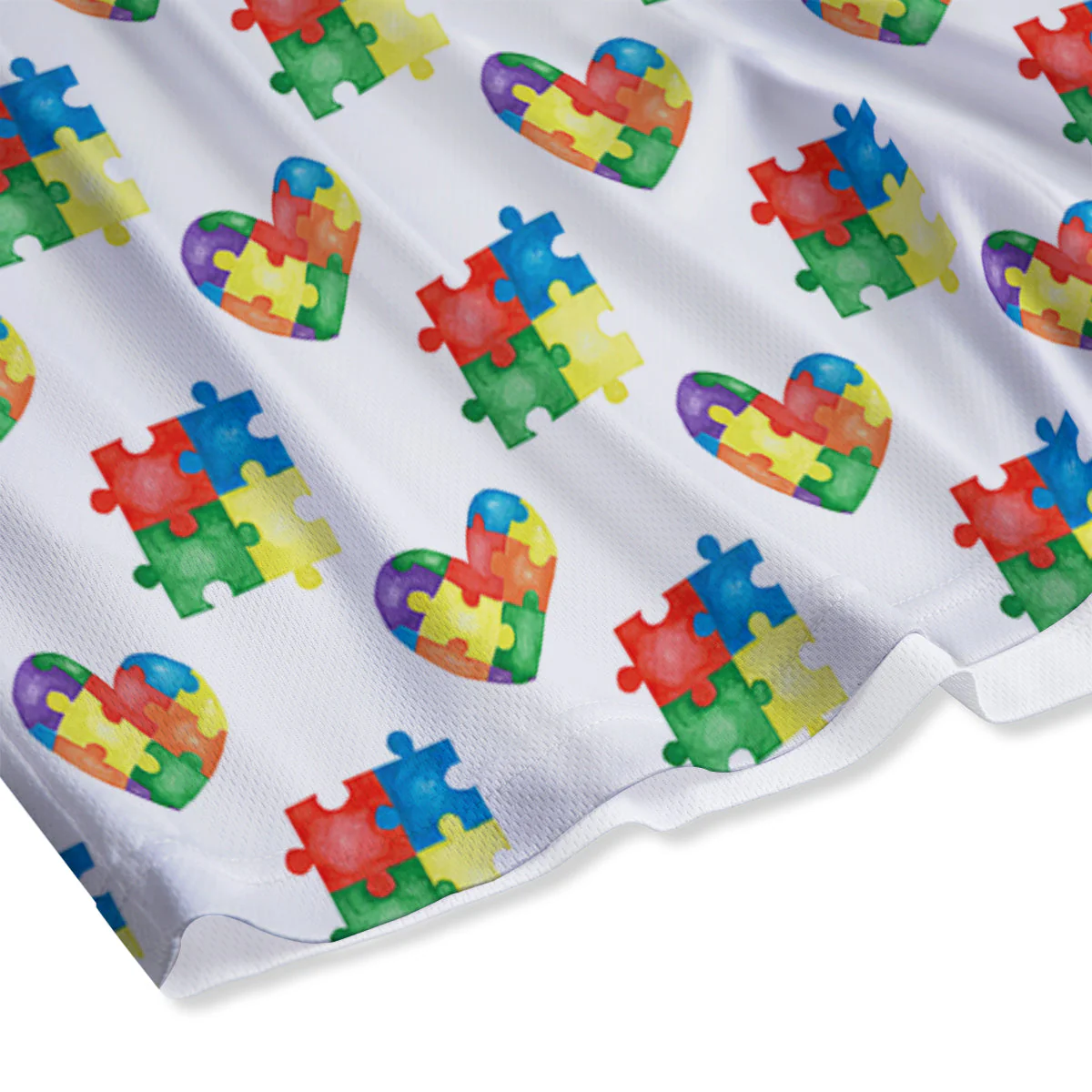 Autism Awareness Heart Print Pattern Mesh Shorts - Image 4