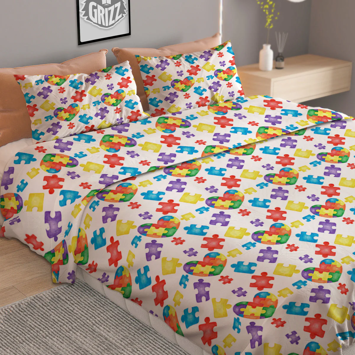 Autism Awareness Print Pattern Duvet Cover Bedding Set - Image 2