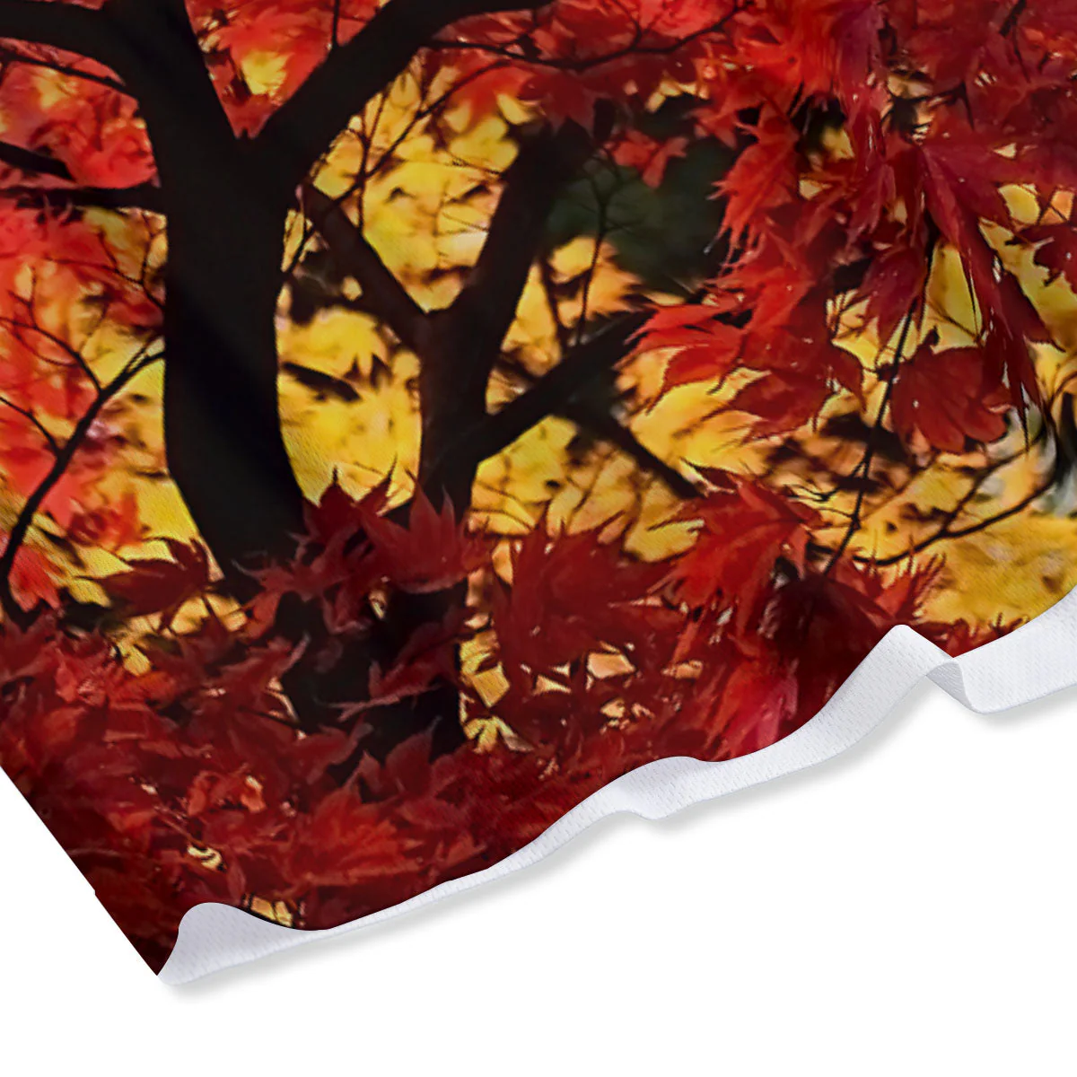 Autumn Trees Red Print Mesh Shorts - Image 4