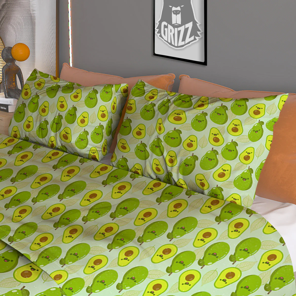 Avocado Cartoon Print Pattern Duvet Cover Bedding Set - Image 3