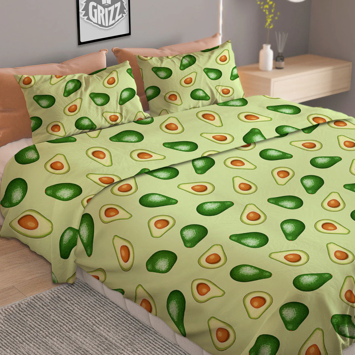 Avocado Half Cut Print Duvet Cover Bedding Set - Image 2
