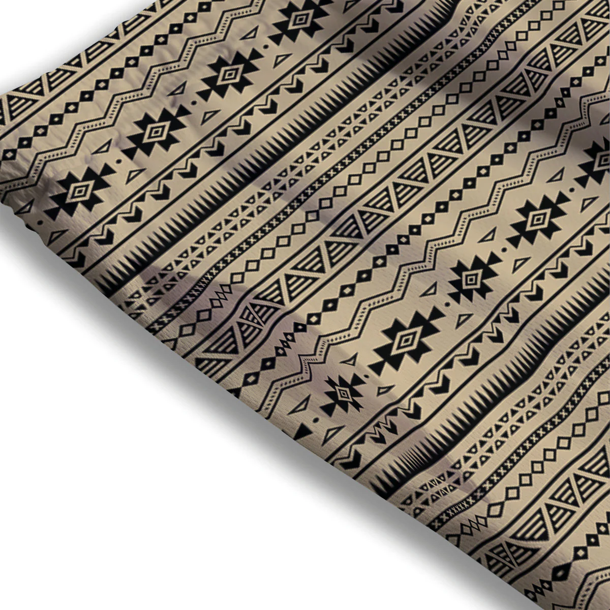 Aztec Beige And Black Print Pattern Mesh Shorts - Image 3