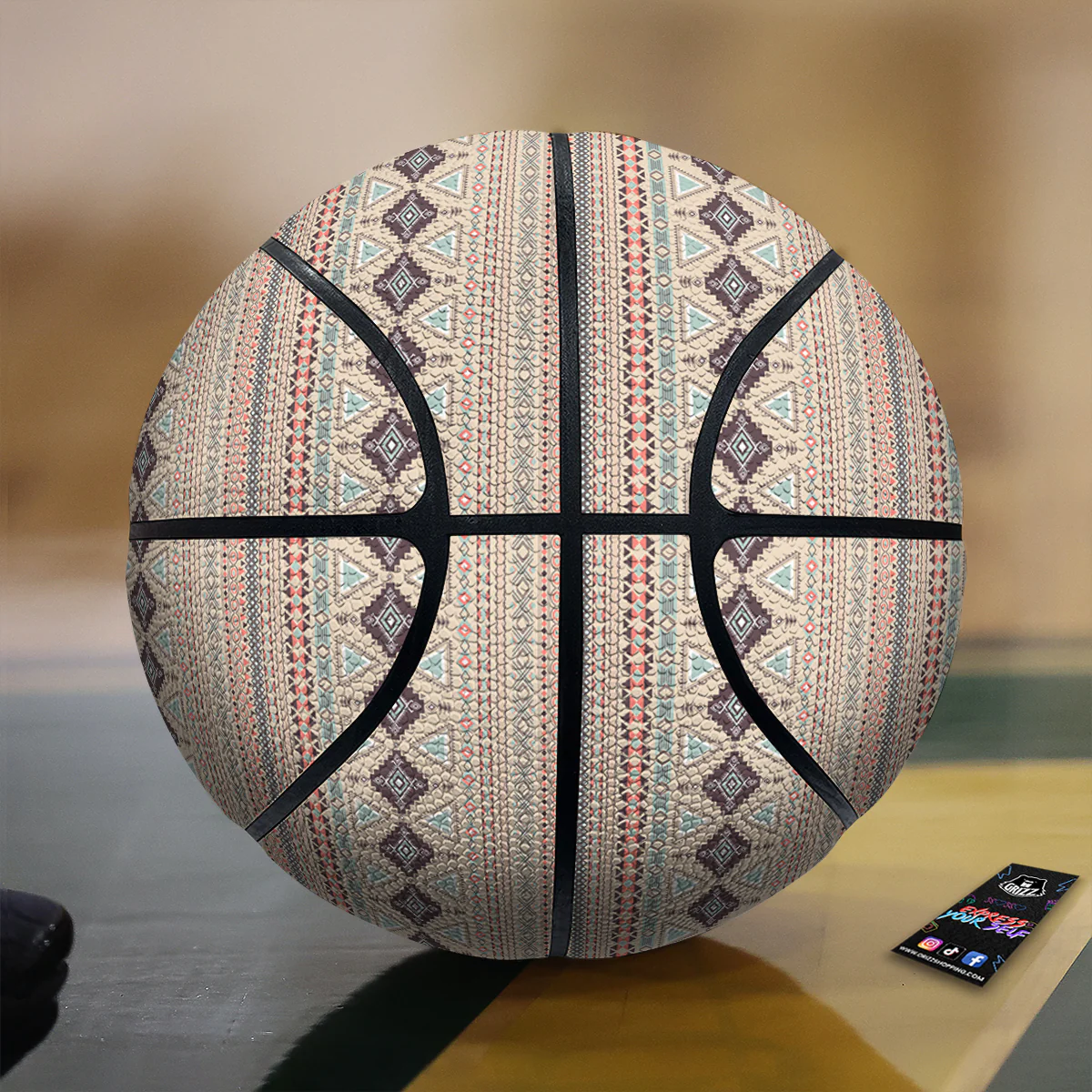 Aztec Beige Print Pattern Basketball