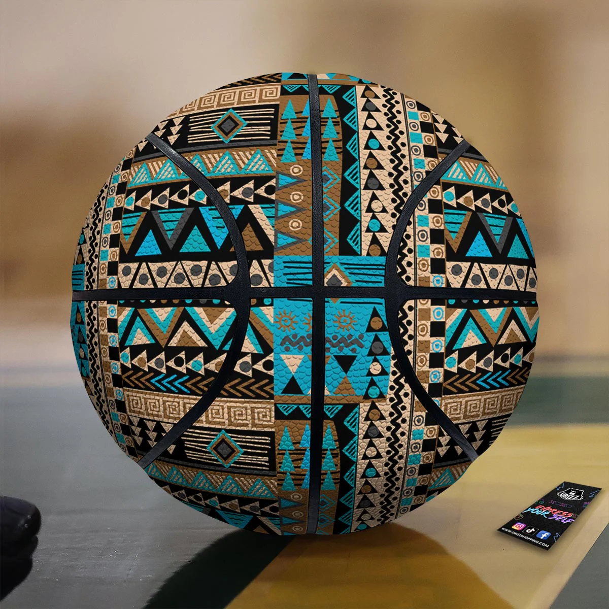 Aztec Brown And Teal Print Pattern Basketball