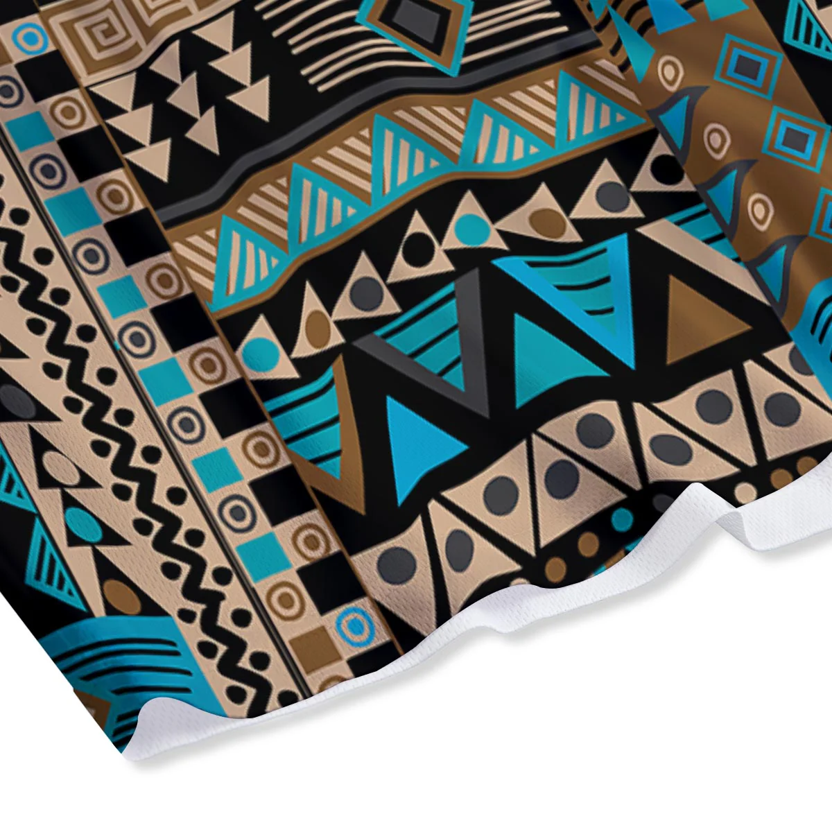 Aztec Brown And Teal Print Pattern Mesh Shorts - Image 4