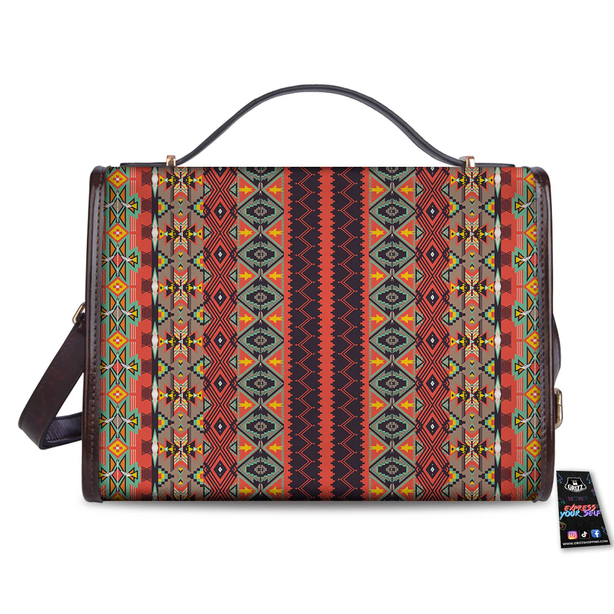 Aztec Native Tribal Print Pattern Women's Satchel Bag - Image 2