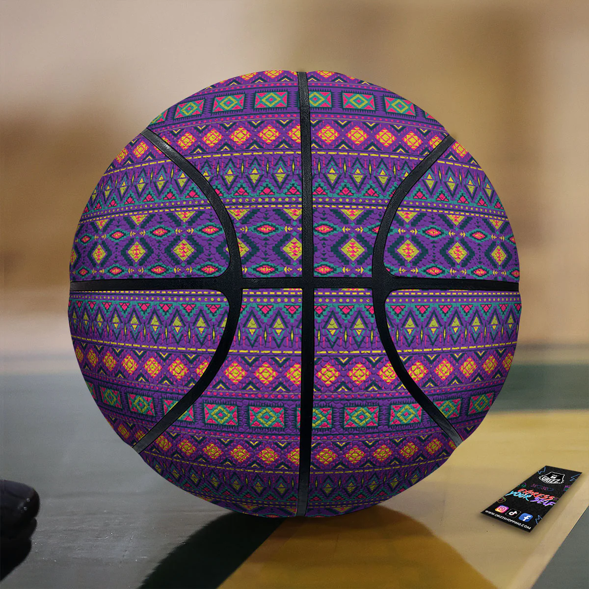 Aztec Trippy Neon Ethnic Print Basketball