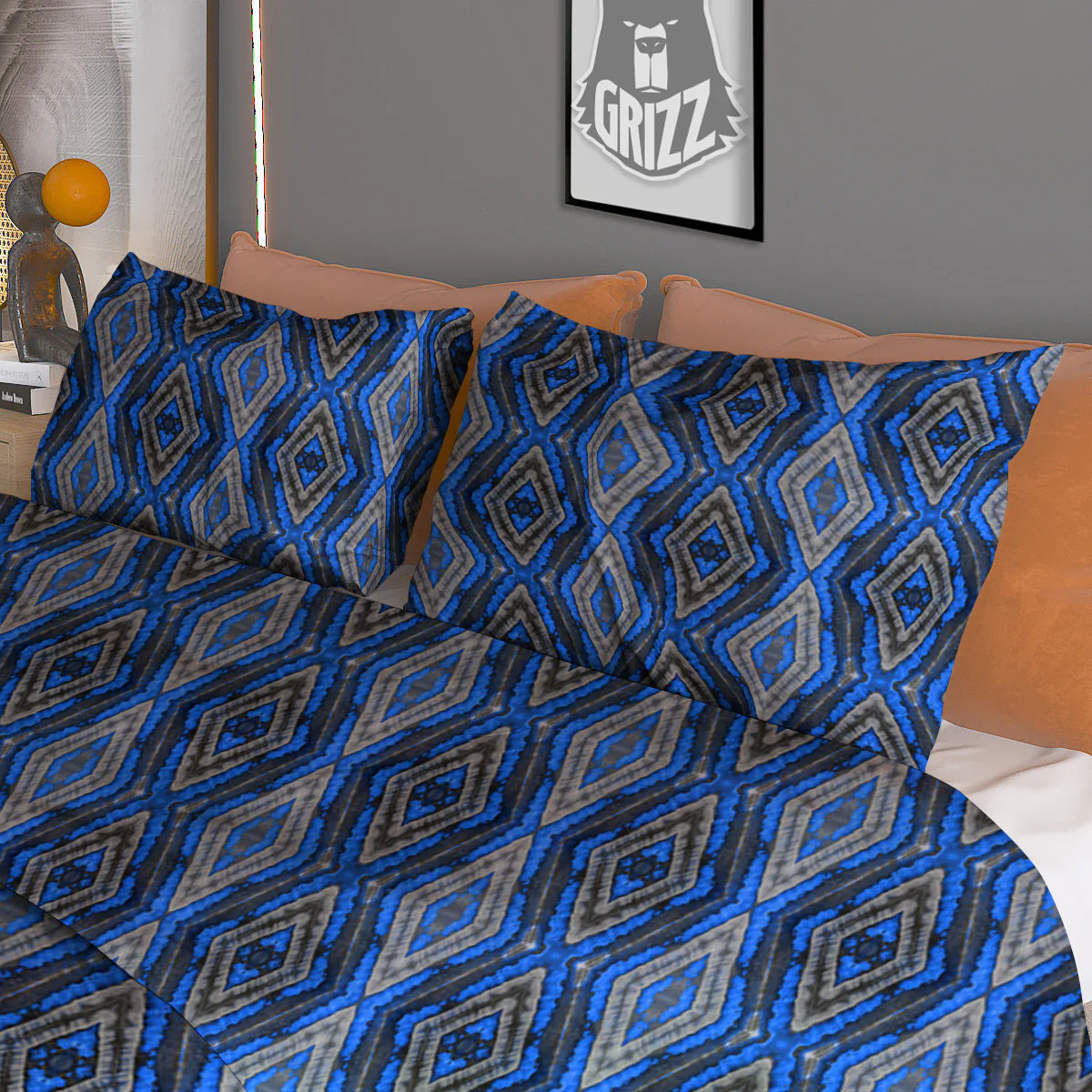 Aztec Trippy Turquoise Ethnic Print Pattern Duvet Cover Bedding Set - Image 3